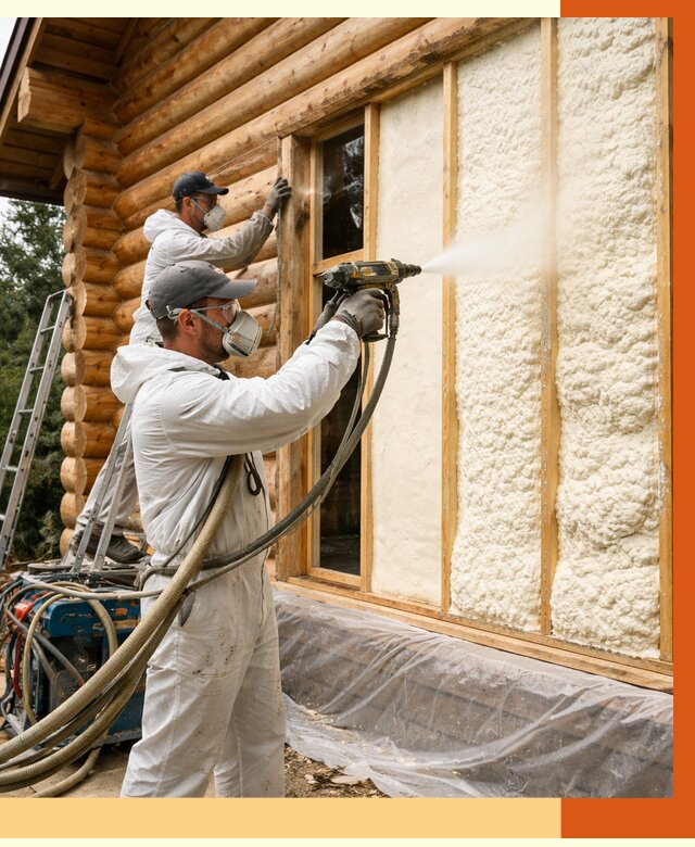 Утепление деревянного дома ППУ в Серове от 4285 руб/м2 | ТепломастерСрв — под ключ
