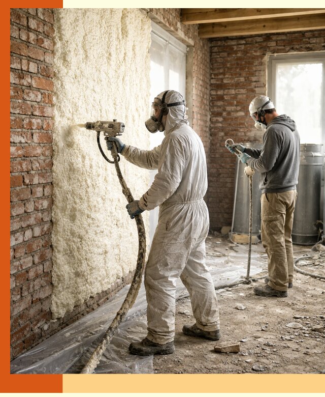 Утепление кирпичного дома пенополиуретаном в Серове