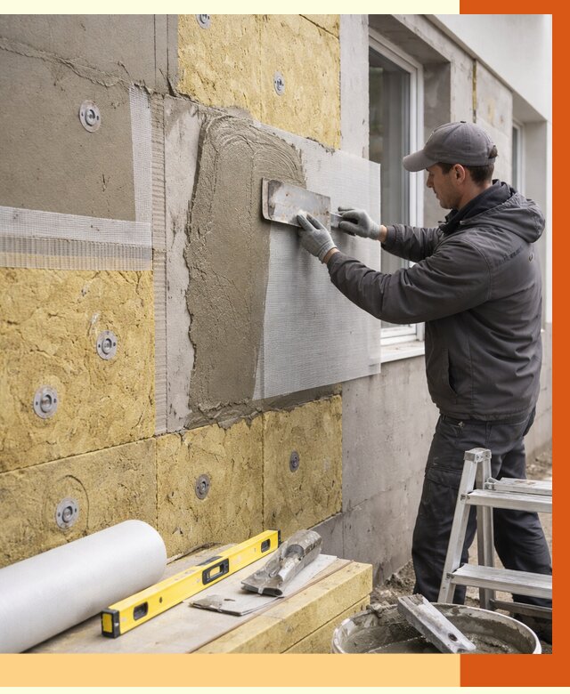 Утепление фасада под штукатурку в Серове от 4285 руб/м2 — монтаж пенопластом и минватой | ТепломастерСрв