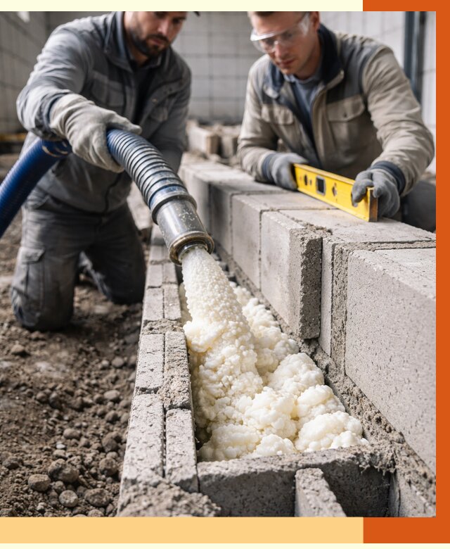 Заполнение колодцевой кладки ППУ в Серове от 4285 руб. за м2 | ТепломастерСрв