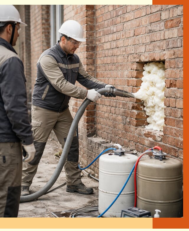 Заливка ППУ в пустоты кирпичной стены в Серове от 2806 руб. | ТепломастерСрв