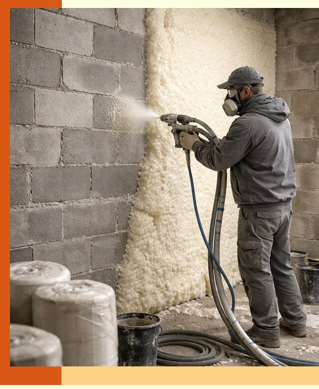 Утепление блочной стены ППУ в Серове качественно и надёжно