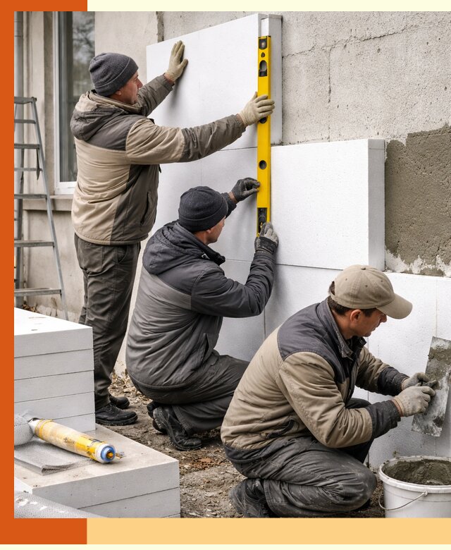 Утепление пенопластом наружных стен и фасадов в Серове