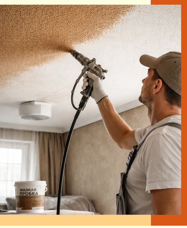 Утепление потолка жидкой пробкой в Серове от 3571 руб. | ТепломастерСрв