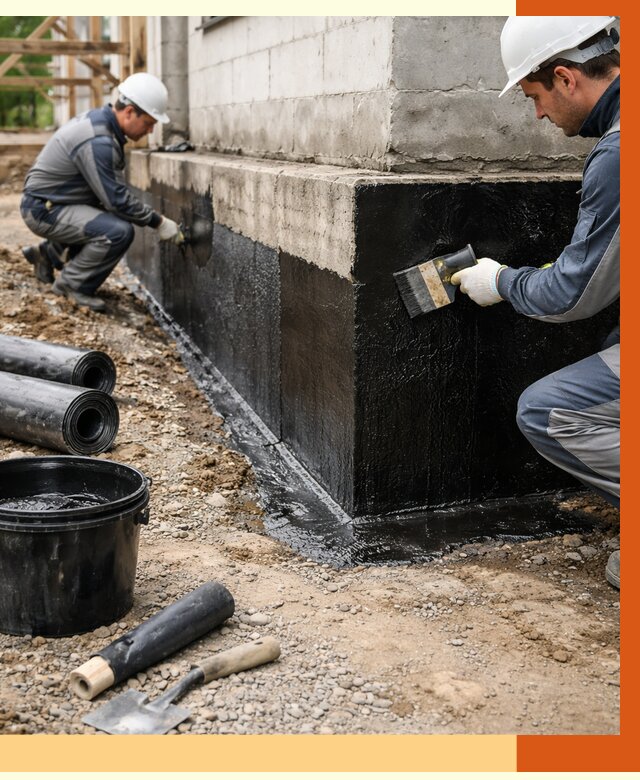 Гидроизоляция фундамента в Серове от 1275 руб. — профессионально, под ключ | ТепломастерСрв