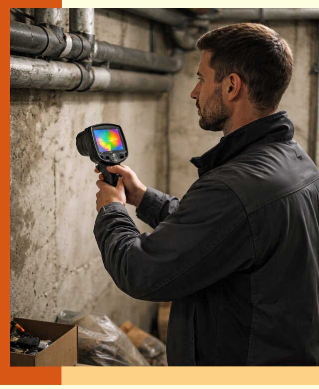 Тепловизионное обследование подвала в Серове для поиска утечек тепла