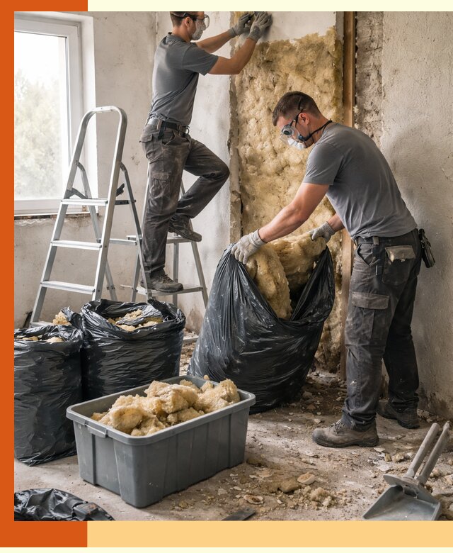 Демонтаж старого утеплителя и вывоз отходов в Серове